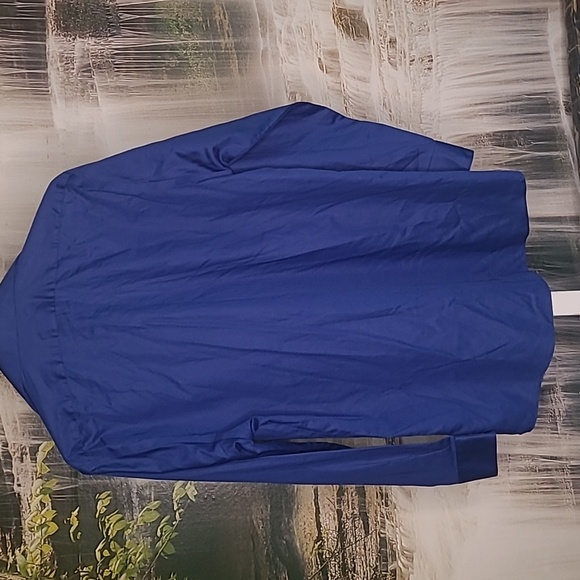 Van Heusen cobalt blue long sleeve dress button shirt Lux Sateen Men 32/33 - Picture 4 of 4